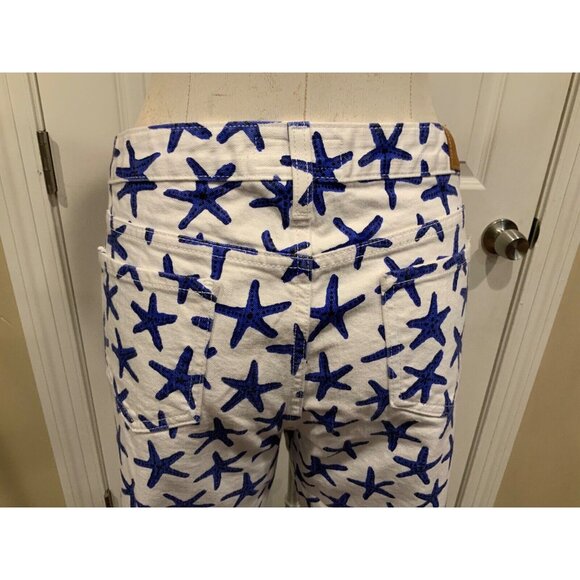 Kate Spade  Broome Street White w/ Blue Starfish Ankle Jeans, Size 31 - Picture 6 of 9